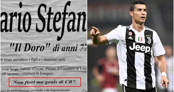 CR7 oltre la vita? Il singolare manifesto della famiglia di un tifoso bianconero