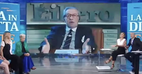 Feltri interrotto ripetutamente insulta i conduttori, cosa gli dice..