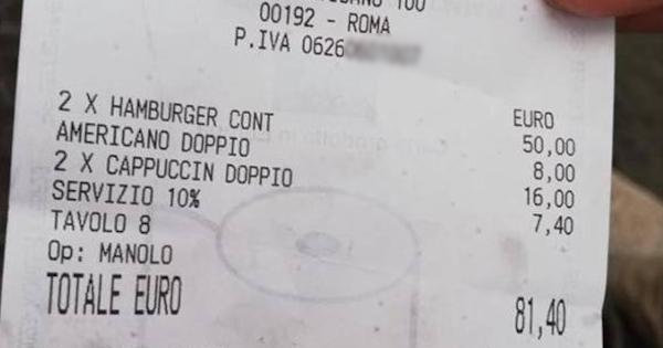 Vaticano, oltre 80 euro per 2 hamburger