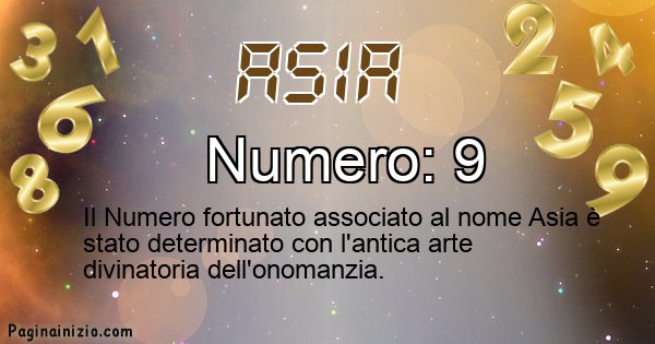 Numero Fortunato Associato Al Nome Asia