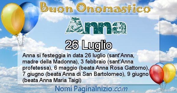 Onomastico Del Nome Anna