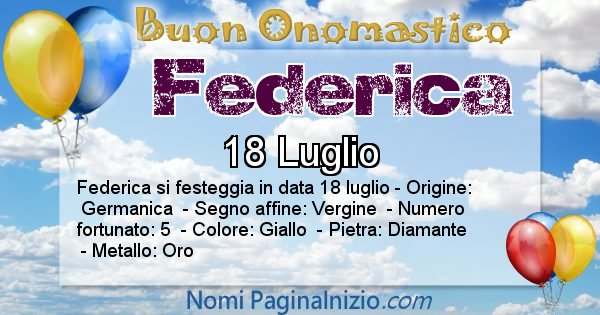 Onomastico Del Nome Federica