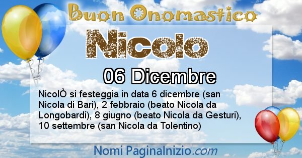 Onomastico Del Nome Nicolo