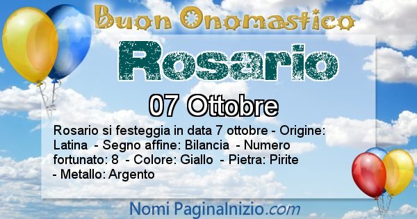 Onomastico Del Nome Rosario