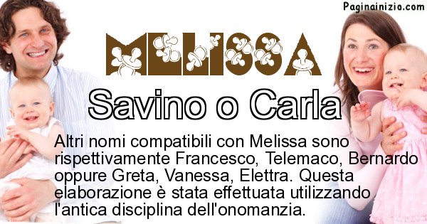 Consiglia Nome Per Il Nascituro Partendo Dal Nome Del Genitore Melissa