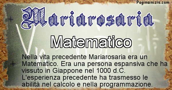 Scopri Chi Era Mariarosaria Nella Vita Precedente